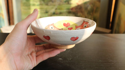 Cute Hand-Painted Ceramic Bowl - Love Owls Pattern