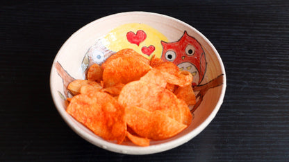 Cute Hand-Painted Ceramic Bowl - Love Owls Pattern